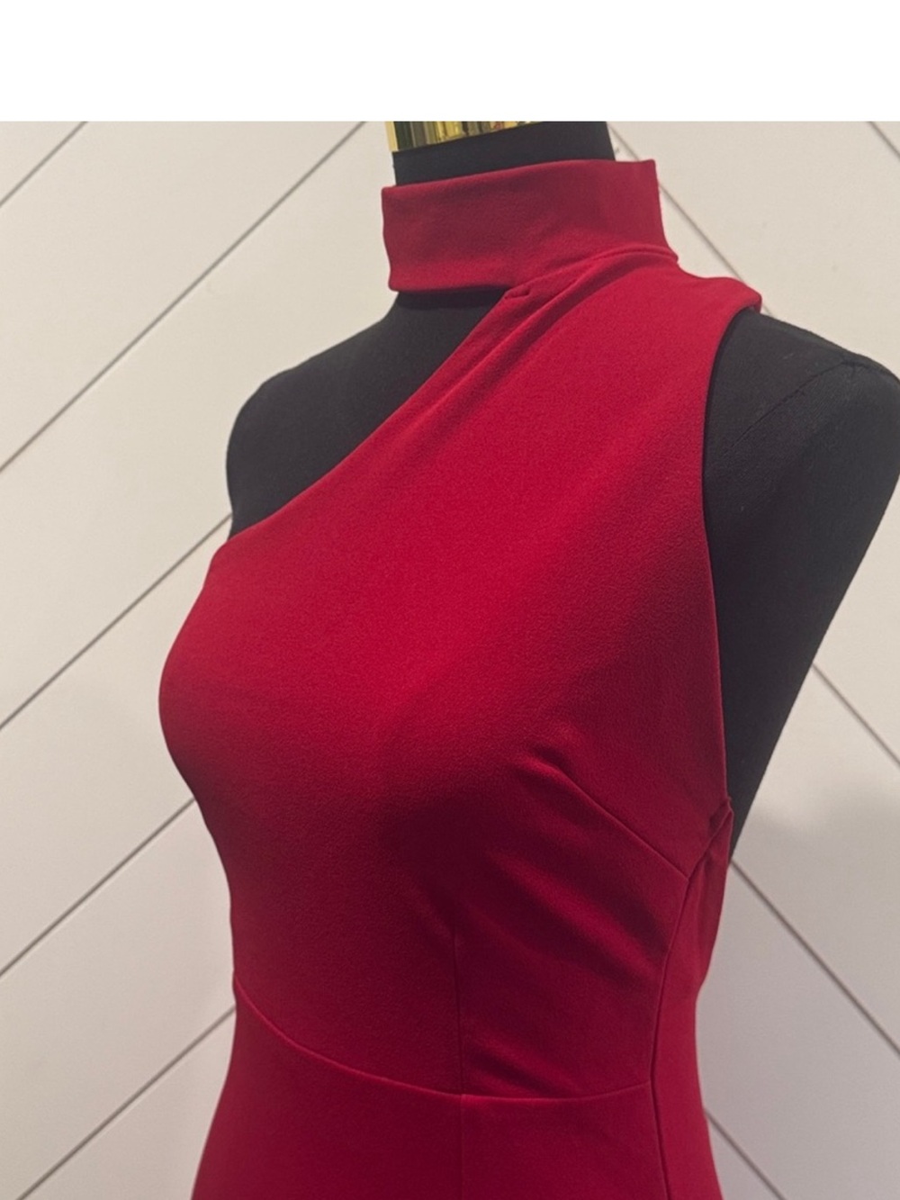 NWT- Keep It Interesting Red Asymmetrical Cutout Halter Dress - Picture 9 of 15